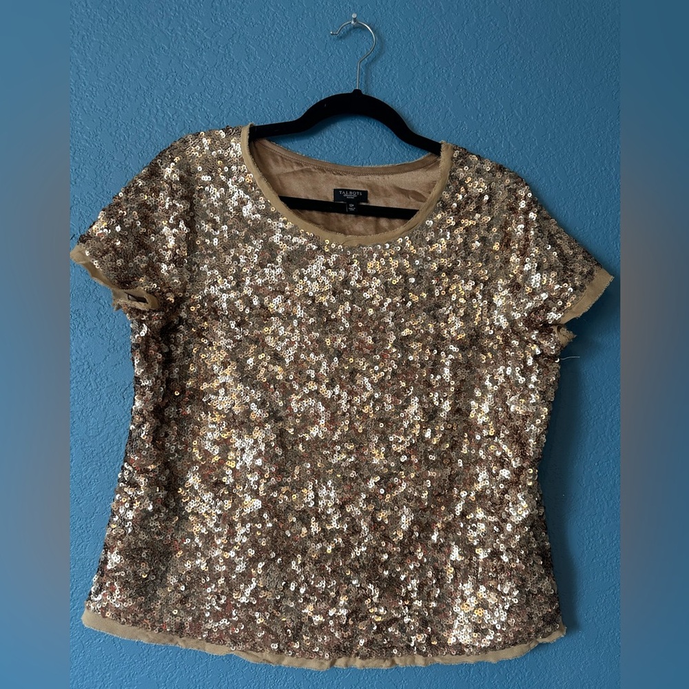 Gold sequined Talbots top size 12P